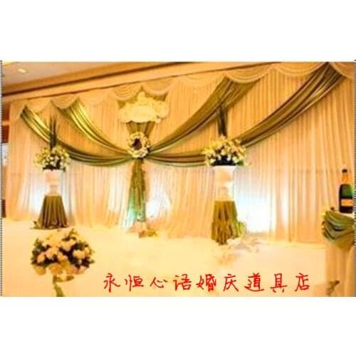 2015 NEW Designed Wedding Backdrops with luxurious green Swag for Wedding Decorations 3m*6m