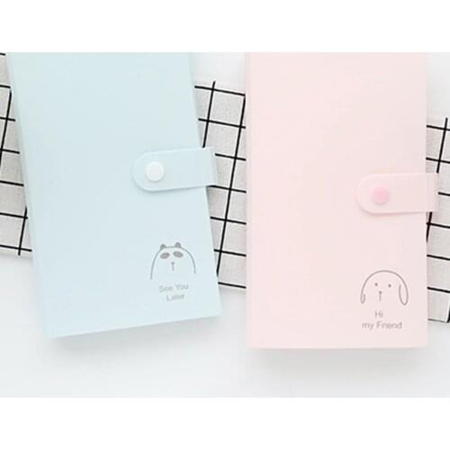 240 Slots 20*12cm PP Cartoon Large Capacity Name Card Holder Portable Business Card Books With Button ID Bank Cards Storage