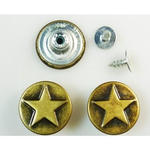 50PCS 17MM star bronze tone metal jeans button round sewing garment accessory BRAND BOTTONS MJB-036