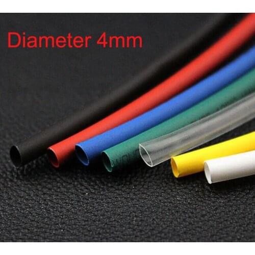 4mm 4.0mm Dia Heat Shrinkable Tube Shrink Tubing 10M Black/Red/Yellow/White/Clear/Greed/Blue