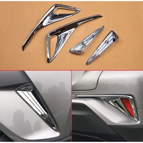 4pcs/Set Combo Car Cover For 2017-2019 Toyota C-HR Front Air Grill + Rear Fog Light Trims Molding Accessories