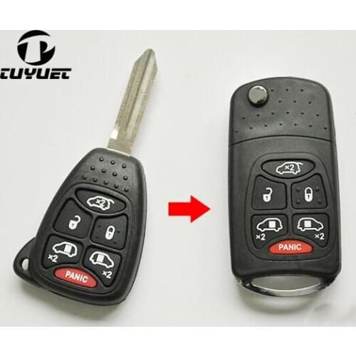 5+1 Butttons Remote Case FOB Blanks For Chrysler Modified Flip Folding Key Shell 6 Buttons