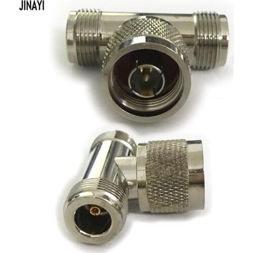 5pcs N Male to 2 N Female Jack T Type 3 Way Coax Cable Adapter Connector