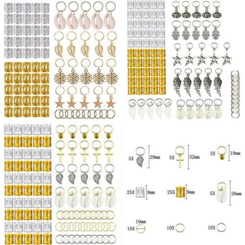 80/90/100pcs Cuffs Diy Hair Clip Hair Cuffs Dread Leaf Star Gold Hair Braid Dreadlocks Beads Hair Rings Tube Charm Dreadlock