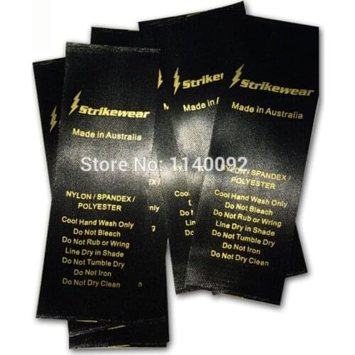 Free shipping custom clothing screen printing labels/garment care labels/clothing main labels/golden printed tags 2000 pcs a lot