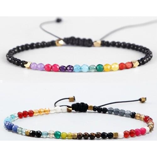 12 Constellation Lucky Stone 3MM Seven Chakra Bracelet Mens and Womens Fashion Jewelry Couple Bracelet Handmade