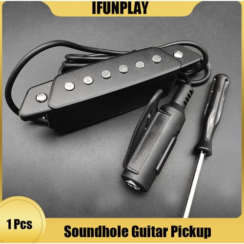 SH-85 Black 6 Hole Soundhole Pickup with Active Power Strap End-Pin Jack for Acoustic Guitar 6Strings Folk Guitarra Pickup