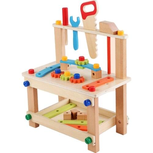 Wooden Tool Workbench Children Kids Play Toy Construction Building Set Gift