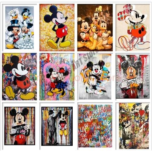 Disney Color Graffiti Art Cartoon Mickey Mouse DIY Diamond Painting Cartoon Diamond Embroidery Handmade Mosaic Home Decoration