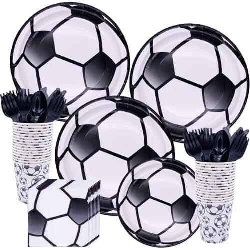 Football Style Disposable Tableware Plates Napkins Birthday Kids Favors Cartoon Cups Baby Shower Party Supplies Decor