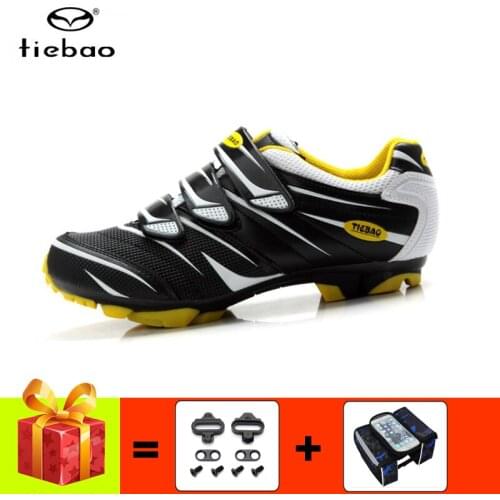 TIEBAO men mountain bike shoes sapatilha ciclismo mtb self-locking breathable cycling sneakers add cleats racing bicycle shoes