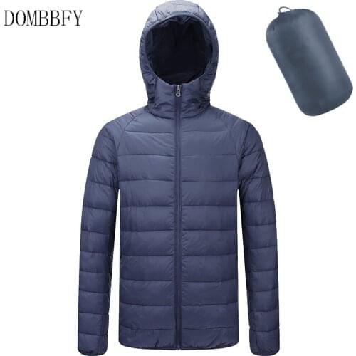 Autumn Winter Fashion Duck Down Jacket Mens Packable Streetwear Male Ultra Light Feather Coats Hooded Warm Mens Parka Clothing