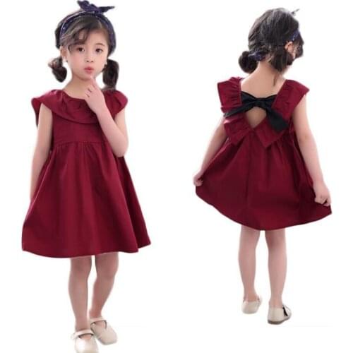 Summer Cute Baby Girls Chiffon Dress 2021 Flounce Backless Swing Dresses Lovely Baby Girls Princess Knee Length A-Line Dress