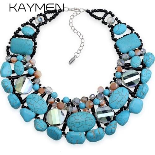 New Design Kallaite Stone Weaving Statement Choker Necklace for Girls Handmade Luxury Fashion Crystal Necklace Pendant Jewelry