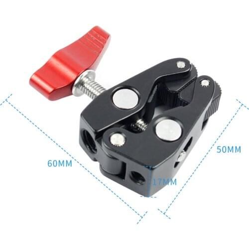 Metal Magic Arm Dual 1/4" Ball Head Mount Handlebar Super Clamp for Hotshoe Monitor Tripod Rig for Canon Nikon DSLR Camera