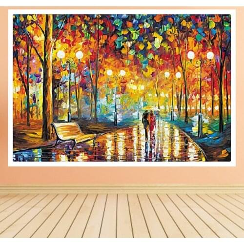 GLymg Needlework 5D Diy Diamond Painting Night walk Diamond embroidery Kits Mosaic Picture All Full Drill Square Natural scenery
