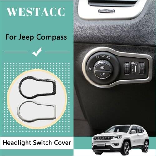 Car Head Light Lamp Switch Panel Sticker Decoration Cover Trim for Jeep Compass 2017 - 2020 Interior Accessoirse
