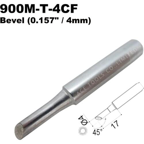 Soldering Tip 900M-T-4CF Bevel 4mm for Hakko 936 907 Milwaukee M12SI-0 Radio Shack 64-053 Yihua 936 X-Tronics 3020 Iron Bit