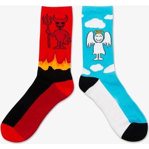 Angel And Devil Creative High Quality Harajuku Fashion Men Woman street Hip Hop Cotton Unisex happy socks Funny socks Christmas
