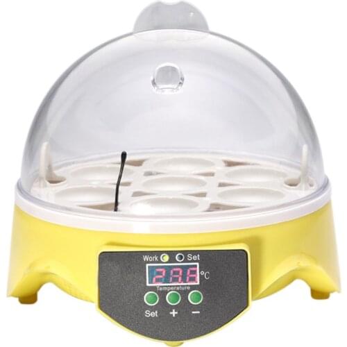 New Mini 7 Egg Incubator Poultry Incubator Brooder Digital Temperature Hatchery Egg Incubator Hatcher Chicken Duck Bird Pigeon E