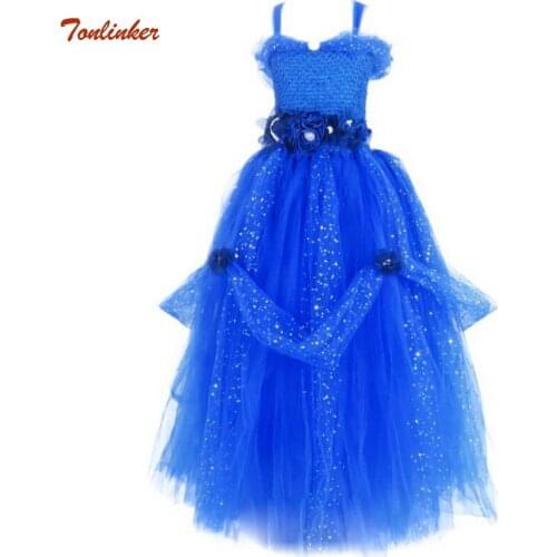 Girls Princess Dress Up Cosplay Costumes Kids Rapunzel Puff Sleeve Sequin Long Dresses Children Christmas Birthday Party Clothes