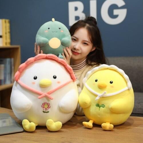 23/30/40CM Lovely Dinosaur Chicken Plush Toys Stuffed Round Animal Dolls Soft Sleep Pillow Sofa Cushion Kids Girls Xmas Gift