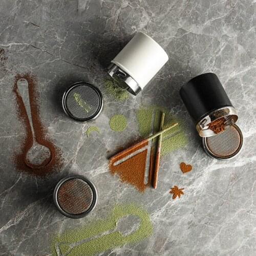 Latte Art Portable Stainless Steel Cocoa Flour Coffee Powder Sifter Tank Cinnamon Powder Cans Kitchen Filter Tools