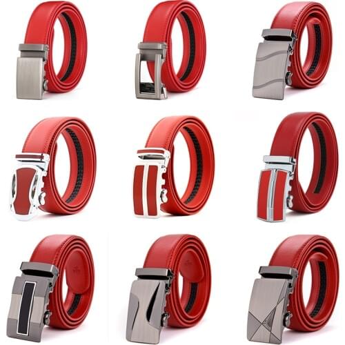 CETIRI 22 style men genuine leather belt cowskin leather high quality male Fashion jeans chain stretch solid luxury brand red