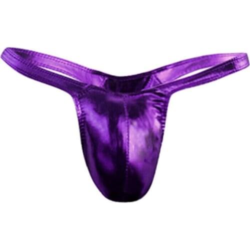 Men Comfortable Sexy Leather Briefs PU Underwear Panties G String Thongs Trunk Sexy Gay Men Underwear Male Lingerie Jockstrap