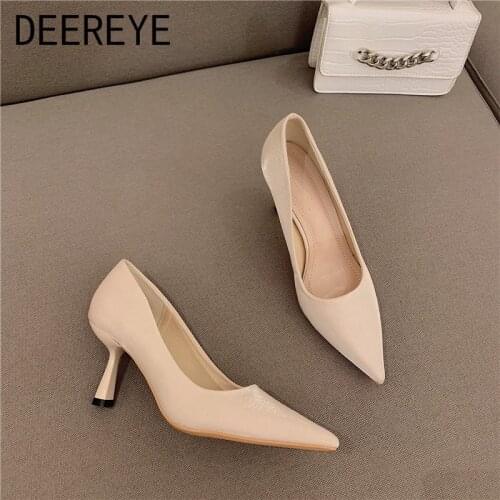 Summer Elegant Women Silk Pumps Low Heel Mary Jane Slip On Pointed Toe Ladies Single Office Princess Dress Shoes White Apricot