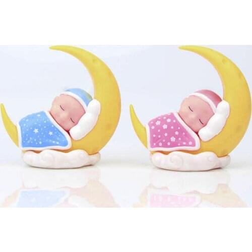 DIY Cake Decoration Sleeping Baby Moon Plug-in Childrens Birthday Party Decorations Dolls Micro-view Ornaments