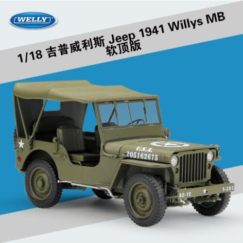 WELLY Diecast 1:18 1941 Willys MB SUV High Simulation Vehicle Alloy Metal Model Car