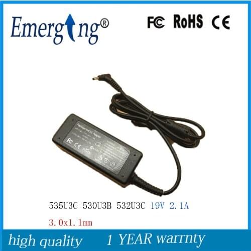 40W 19V 2.1A 3.0*1.1mm Charger Supply Laptop Adapter For Samsung NP340XAA-K07 K08 K0A 535U3C 530U3B 532U3C