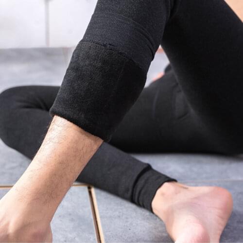 Winter Mens Warm Leggings Underwear Open Crotch Velvet Thickening Ninth Pants with Fleece High Elastic One Size for Male 90kg