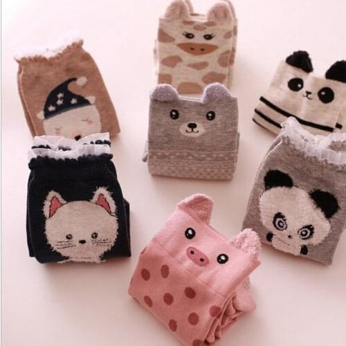 1Pairs 2020 New Autumn Women Cotton Socks In Tube Animal Ear Cute Socks Rabbit Pig Bear Soft Cartoon Socks Girl