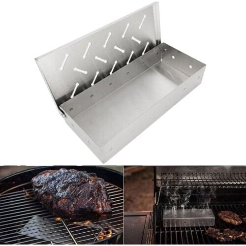 1 Pc Durable BBQ Stainless Steel Wood Chips Smoker Box Wood Pellet Charcoal Gas Grilling Smoke Generator for Fish Beef Meat