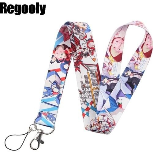 10pcs DARLING in the FRANXX Lanyard Key Phone Holder Funny Neck Strap With Keyring ID Card DIY Animal webbings ribbons Hang Rope