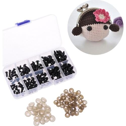 100pcs/Box Black 6-12mm Plastic Craft Safety Eyes for Stuffed Doll Animal Amigurumi DIY Accessories