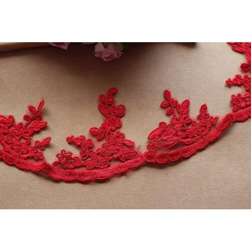 11cm or 4.33inch wide (7yards/lot)Free Shipping Red Alencon laceTrim Bridal Wedding Lace Trim Accessories
