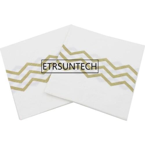 2000pcs Gold Chevron Wave Decorative Paper Napkins Party Cocktail Beverage Napkins for Birthday Wedding Favors