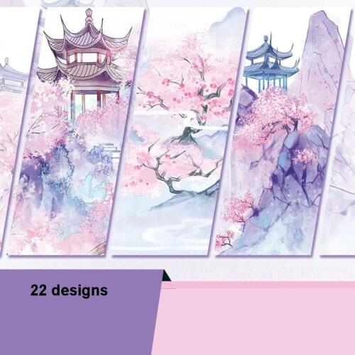 22 Deisngs Landscape Peach Blossom Paradise Background Decoration Washi Tape for Journal Background