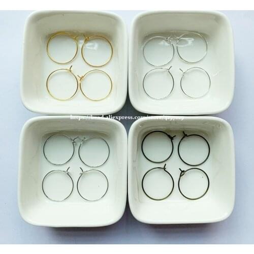 50Pcs=1Lot ! ) Large Round Hoop Earring Finding Hook 20 25 30 MM Gold Dull Silvers Bronze Plated For Jewelry Making EW13