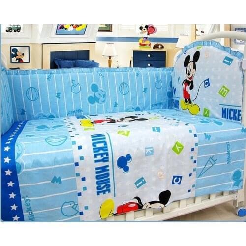 Promotion! 6PCS Cartoon baby bedding set kit berço bebe jogo de cama cot crib bedding set ,include(bumpers+sheet+pillow cover)