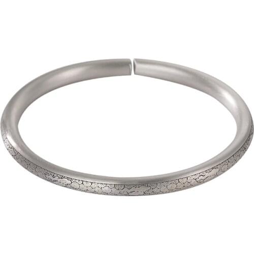 Baifuming s999 pure silver bracelet personalized retro matte Xiangyun womens sterling silver open bracelet