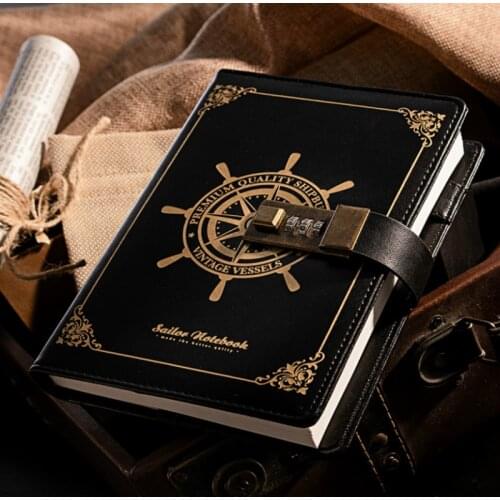 B6 Password notebook Retro creative trend classic business Lock gift PU Universal notebook Fine art stationery Daily luxury