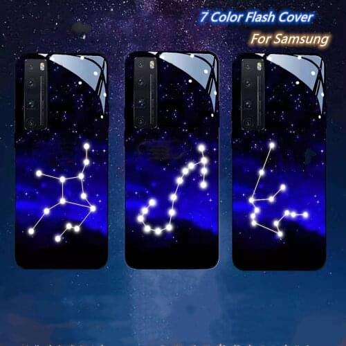 LED Light Up Case For Samsung Galaxy S20 FE S21 S10 Note 20 Ultra 10 Lite S9 Plus S8 TPU Cover Zodiac Signs Constellation Star