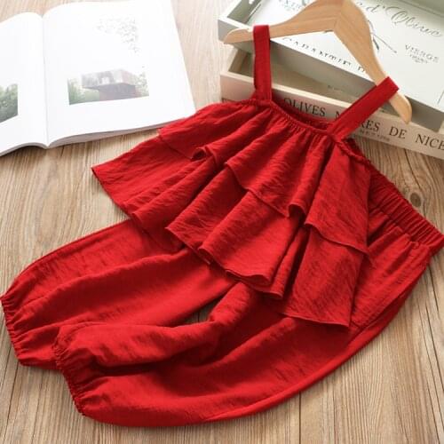 Kids Tracksuit For Girls Clothes Sets 2020 Summer Toddler Girls Condole Belt 2PCS Beach Suit Children Clothing 3 4 5 6 7 Year