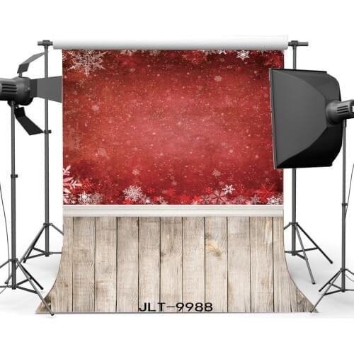 Photography Backdrops Christmas Theme Red Snowflakes Vintage Stripes Wood Floor Background