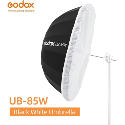 Godox UB-85W 33.5in 85cm Parabolic Black White Reflective Umbrella Studio Light Umbrella with Black Silver Diffuser Cover Cloth
