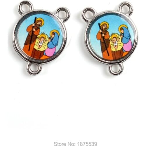 Holy Family Carton Rosary Center Medal For Boy